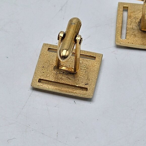 Vintage Swank Gold Silver Square Cufflinks Mid Century - Picture 4 of 5